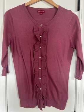 Merona Rose Pink Ruffle-Front Cardigan